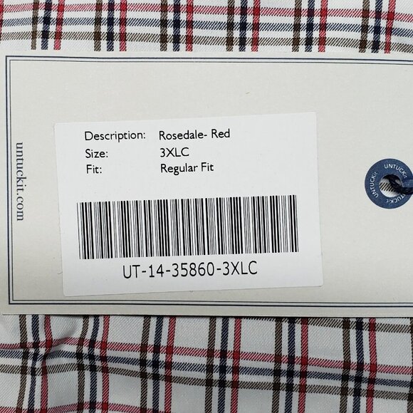UNTUCKit Rosedale Red Shirt Mens 3XLC Plaid Long Sleeve Button Up Nylon New - Picture 5 of 10